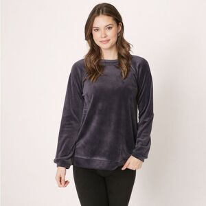 Cuddl Duds Tunic Plush Velour Carbon Gray PulloverTop Size 2X